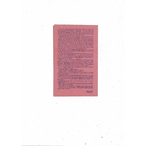 1958/59 Dulwich Hamlet v Oxford City Isthmian League Football Programme