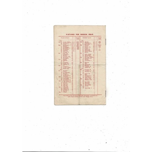 1958/59 Crewe Alexandra v Torquay United Football Programme