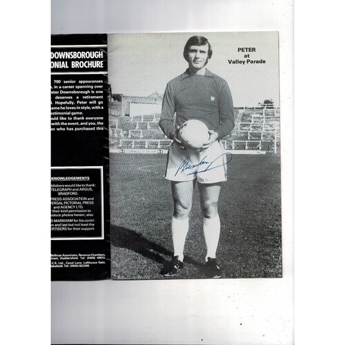 Bradford City v Huddersfield Downsborough Testimonial Brochure + Insert 1979/80