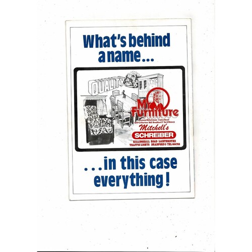 Bradford City v Huddersfield Downsborough Testimonial Brochure + Insert 1979/80