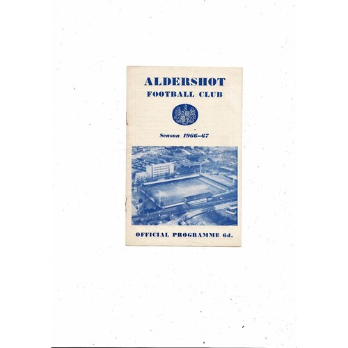 1966/67 Aldershot v Barnsley Football Programme