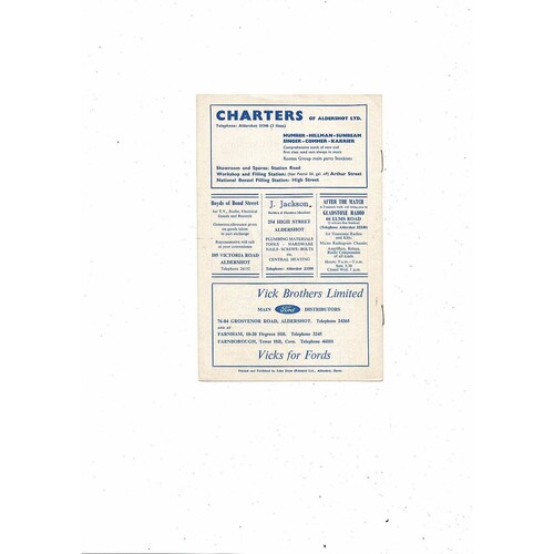 1966/67 Aldershot v Exeter City Football Programme