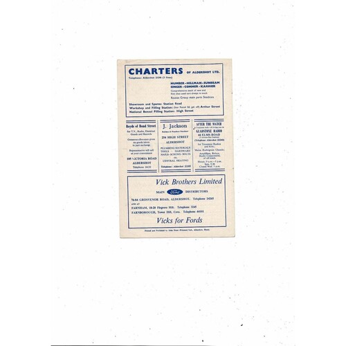 1966/67 Aldershot v Reading FA Cup Football Programme