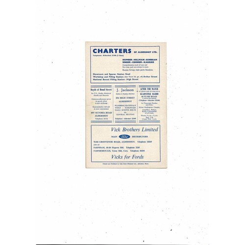 1966/67 Aldershot v Southport Football Programme