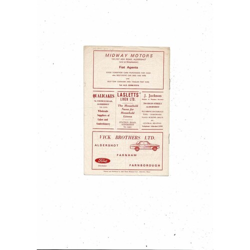 1967/68 Aldershot v Bradford City Football Programme