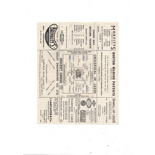 1952/53 Leeds v Huddersfield (11/04/1953) Rugby League Football Programme