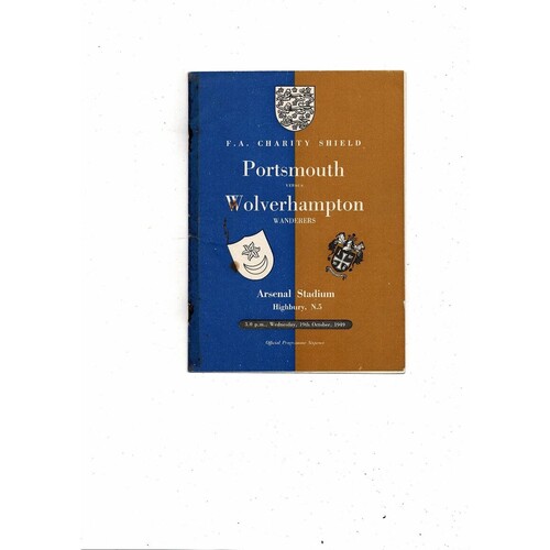 1949 Portsmouth v Wolves Charity Shield Football Programme
