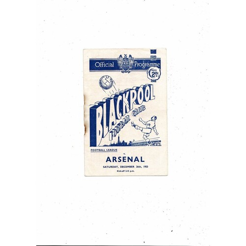 1953/54 Blackpool v Arsenal Football Programme