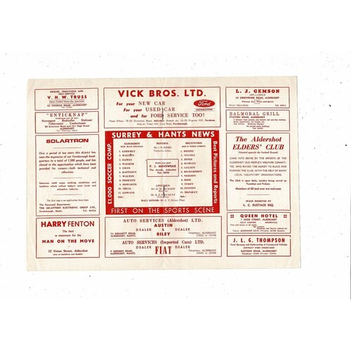 1968/69 Aldershot v Brentford Football Programme 11th January