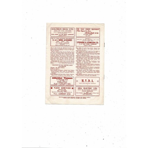 1968/69 Aldershot v Colchester United Football Programme 1st February