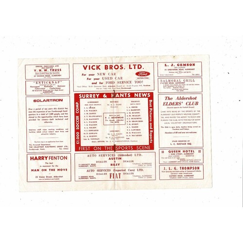 1968/69 Aldershot v Halifax Town Football Programme 24th August