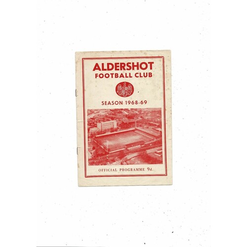 1968/69 Aldershot v Scunthorpe United Football Programme 26th October