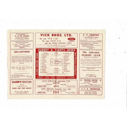 1968/69 Aldershot v Scunthorpe United Football Programme 26th October