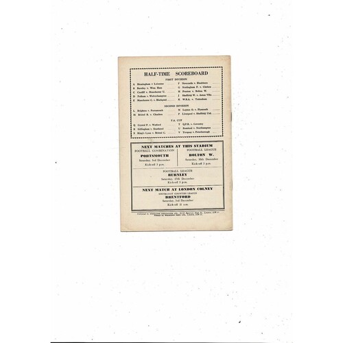 1960/61 Arsenal v Everton Football Programme