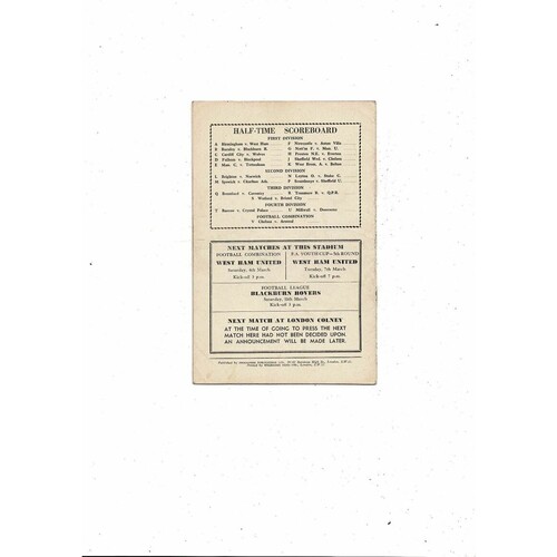 1960/61 Arsenal v Leicester City Football Programme