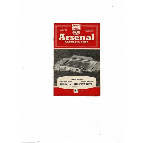 1960/61 Arsenal v Manchester United Football Programme