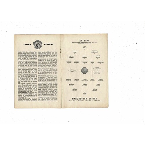 1960/61 Arsenal v Manchester United Football Programme