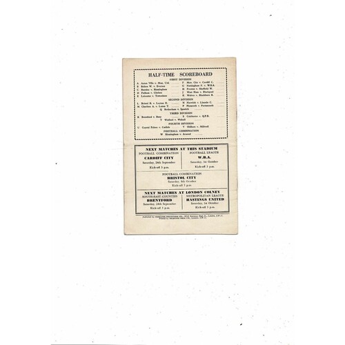 1960/61 Arsenal v Newcastle United Football Programme