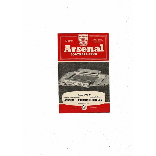 1960/61 Arsenal v Preston Football Programme
