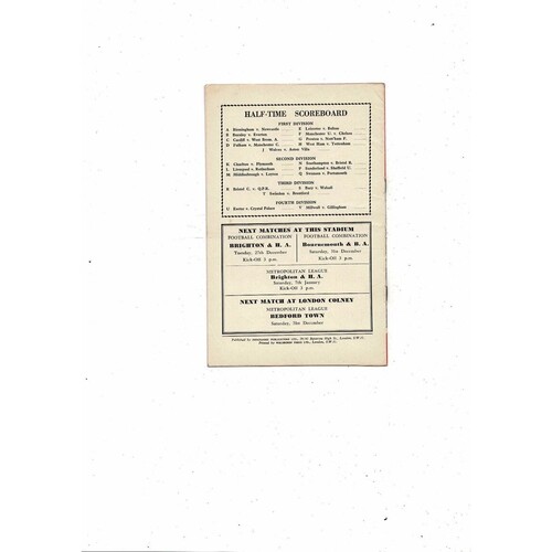 1960/61 Arsenal v Sheffield Wednesday Football Programme
