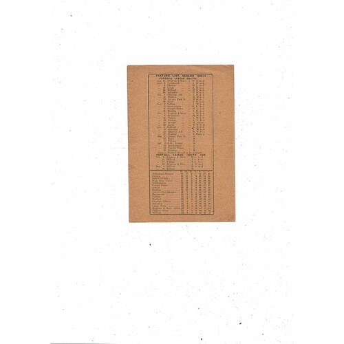 1944/45 Brentford v Fulham Football Programme