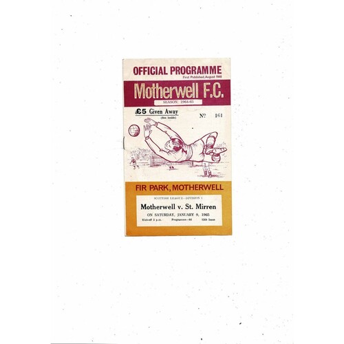 1964/65 Motherwell v St Mirren Football Programme