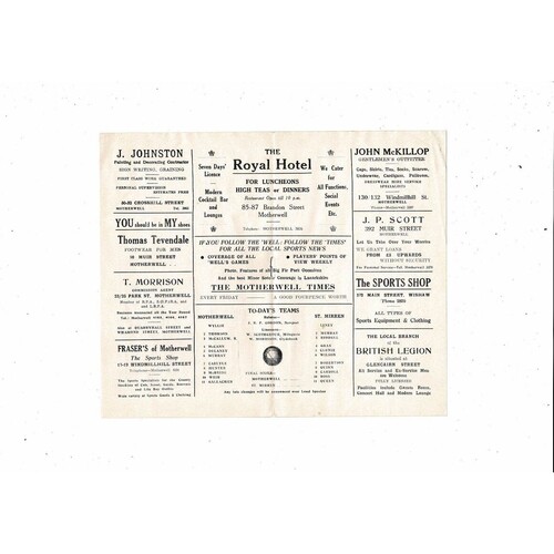 1964/65 Motherwell v St Mirren Football Programme