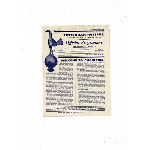 Tottenham Hotspur Home Football Programmes