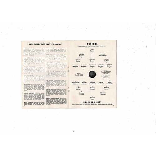 1961/62 Arsenal v Bradford City FA Cup Football Programme