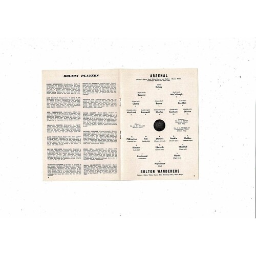 1961/62 Arsenal v Bolton Wanderers Football Programme