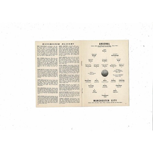 1961/62 Arsenal v Manchester City Football Programme