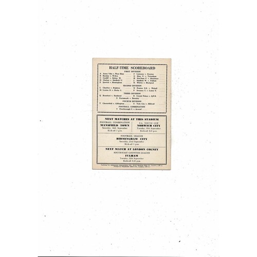 1961/62 Arsenal v Manchester City Football Programme