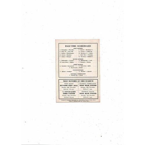 1961/62 Arsenal v Nottingham Forest Football Programme