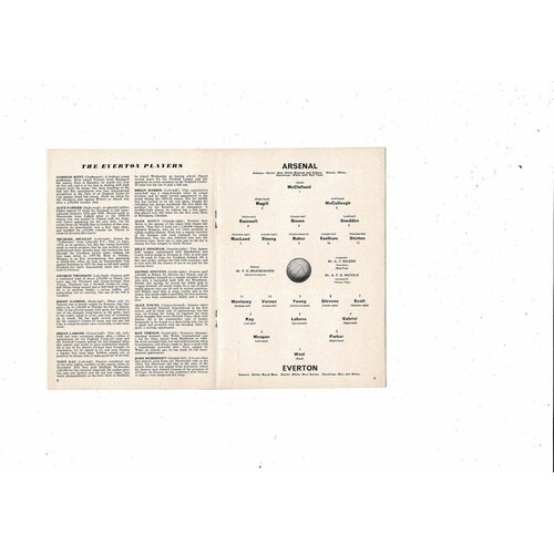 1962/63 Arsenal v Everton Football Programme