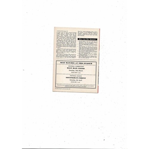 1962/63 Arsenal v Everton Football Programme