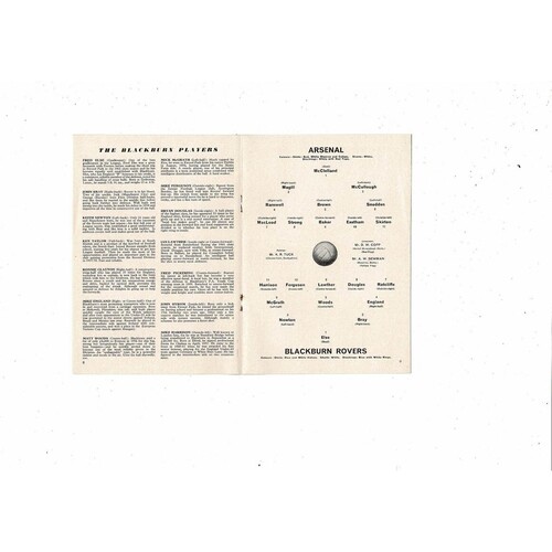1962/63 Arsenal v Blackburn Rovers Football Programme