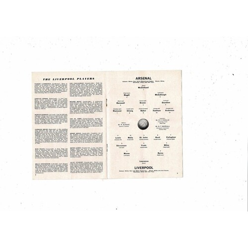 1962/63 Arsenal v Liverpool Football Programme