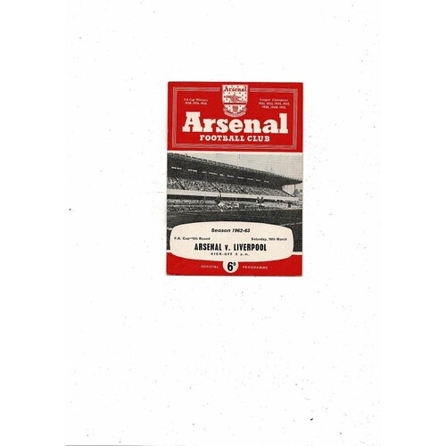 1962/63 Arsenal v Liverpool FA Cup Football Programme