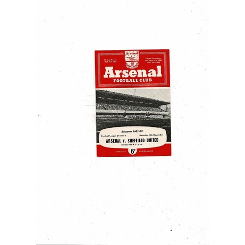 1962/63 Arsenal v Sheffield United Football Programme
