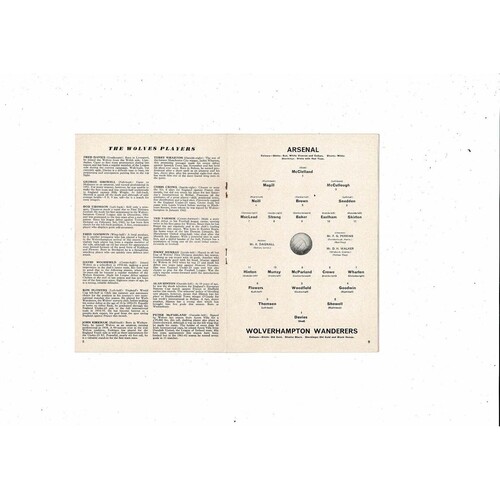 1962/63 Arsenal v Wolves Football Programme
