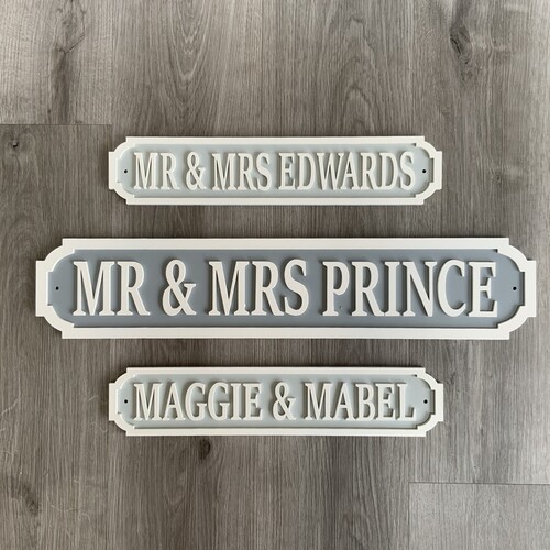 Contemporary Mr & Mrs Wedding Street Sign – 3D Wooden Plaque
