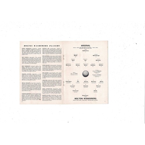 1963/64 Arsenal v Bolton Wanderers Football Programme + Press cutting