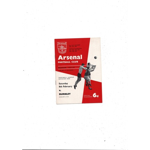 1963/64 Arsenal v Burnley Football Programme