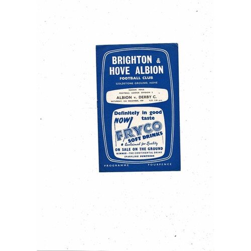 1959/60 Brighton v Derby County Football Programme