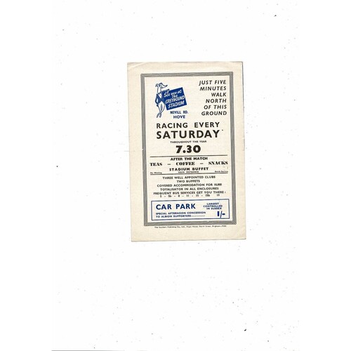 1959/60 Brighton v Derby County Football Programme