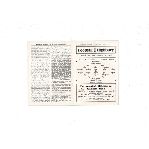 1963/64 Arsenal v Leicester City Football Programme