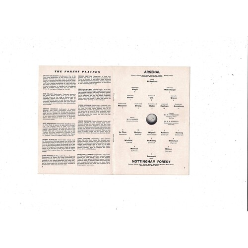 1963/64 Arsenal v Nottingham Forest Football Programme + Press cuttings