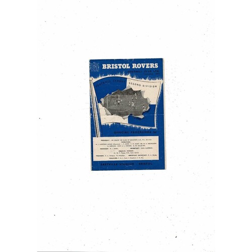 1959/60 Bristol Rovers v Rotherham United Football Programme