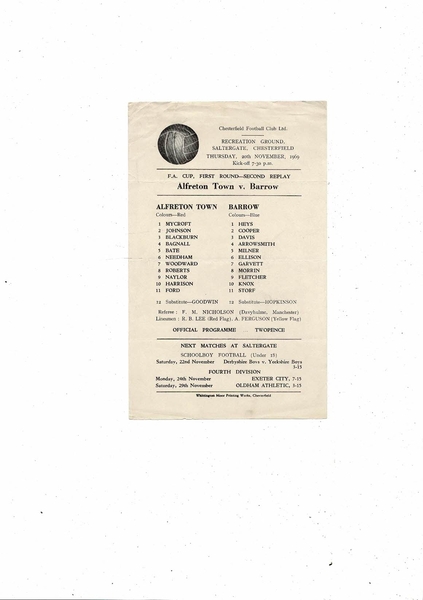 Latest Football Programmes Listed today