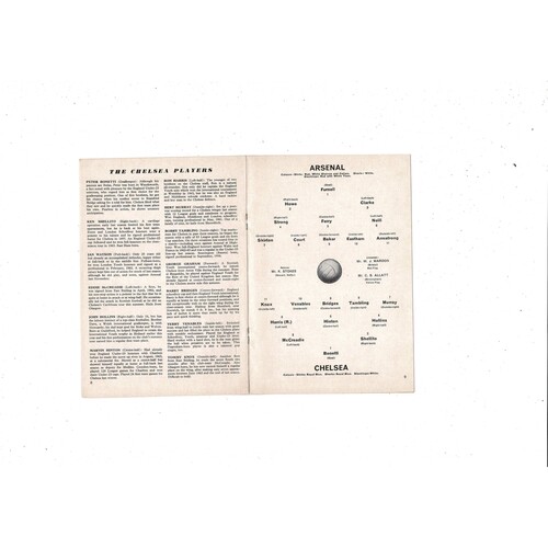 1964/65 Arsenal v Chelsea Football Programme